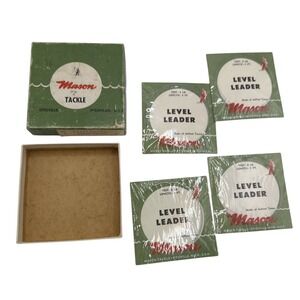 Vintage Mason Tackle Level Leader 3'Nylon 8 Lb Test Otisville, MI Four In‎ Box